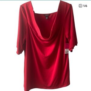 GEORGE WOMEN’S BRILLIANT RED COWL NECK BLOUSE SIZE XXL